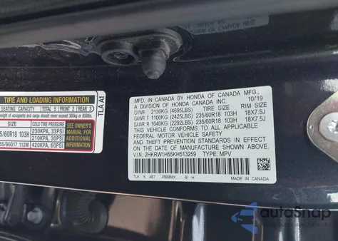2019 Honda Cr-V Ex from USA, damaged, VIN 2HKRW1H55KH513259